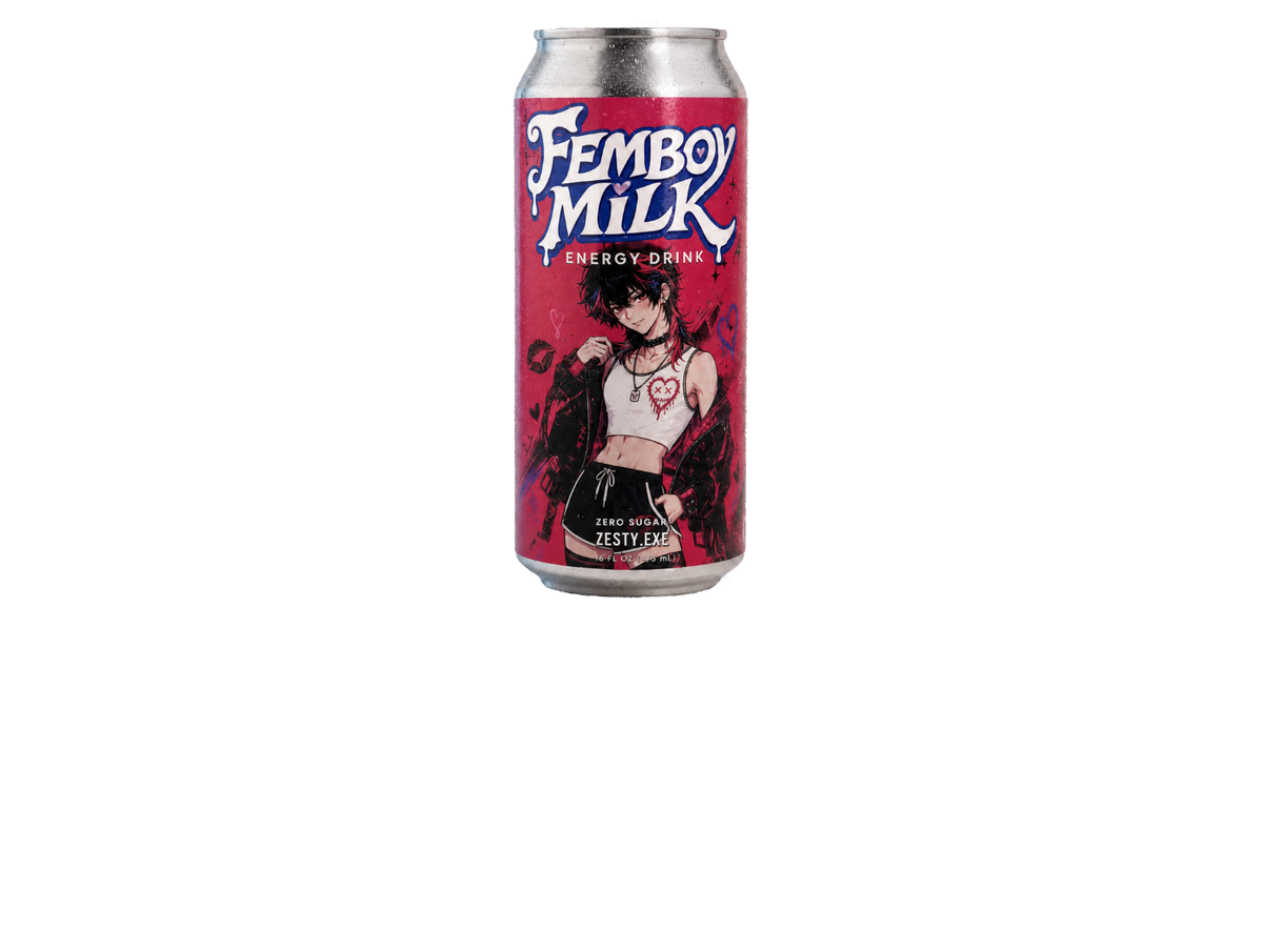 Femboy Milk ZESTY.EXE energy drink can